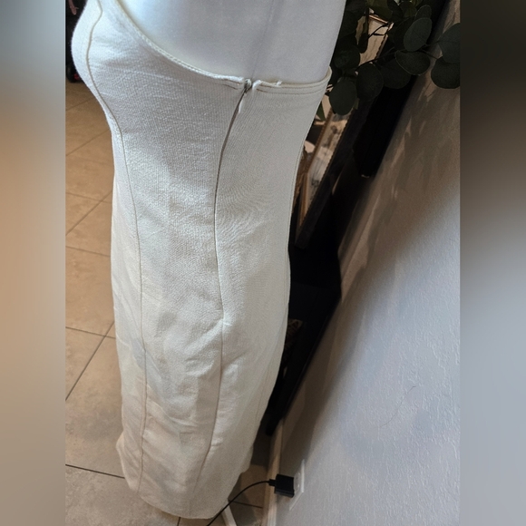 Zara Textured Strapless Midi Dress in Cream Size L - Picture 6 of 9
